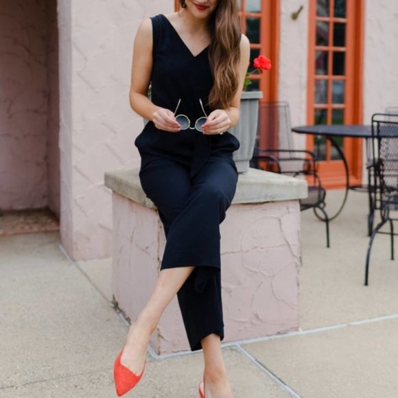 J. CREW Drapey Crepe Oxford Jumpsuit Black {2C15} - Picture 1 of 10
